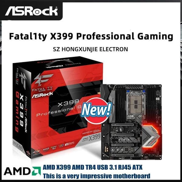ASRock X399 Professional Gaming Motherboard AMD TR4 Supports Ryzen Threadripper 2990WX2970WX2950X ATX DDR4 3600 OC