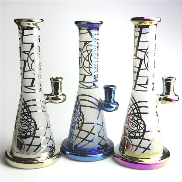 Goodsstore 8.5 inch 14mm Female Glass Bong Hookah Water Pipes Colorful Thick Smoking Sandblasting Beaker Recycler Bongs