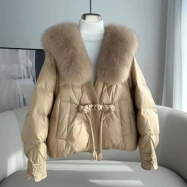 Women's Down Parkas Chinese Style Down Jacket Women Large Natural Real Fox Fur Collar Warm Coat Fashion Thick Snow Windproof Parkas Female 250910