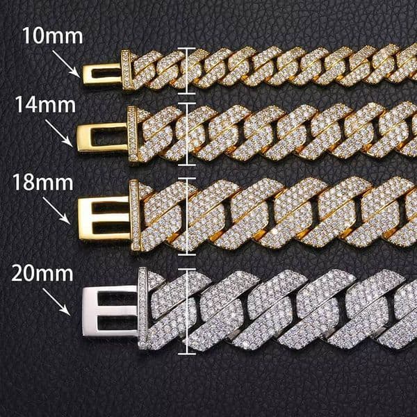 Classic Diamond Shaped Cuban Link Chain Necklace Bracelet for Men 6mm30mm 18K Gold Plated Brass Iced Out CZ Hip Hop Jewelry