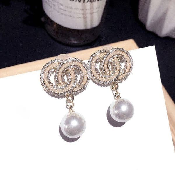 Designer Earrings Diamond Pearl Stud Earrings Brand Dangle Earrings Women Party Wedding Engagement Lovers Gift Jewelry Accessories