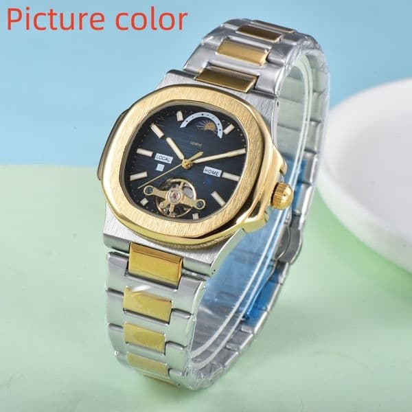 Pate Wrist Watches for 2026 Mens Watches Tourbillon Three needles Automatic mechanical Wastch High quality Top Luxury Brand designer Steel Belt Fashion Moon phase
