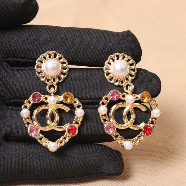 Luxury Designer Earrings Gold Plated Love Heart Letters Stud Pearl Earrings For Woman Jewelry Accessories Gifts