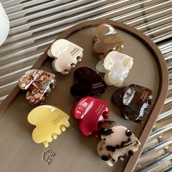 Hair Clips Barrettes Colorful Small HeartShaped Hair Clip 35Cm Small Hairclaw Acetate Hair Crabs Girls Delicate Hairclips Women Hair Accessories AA