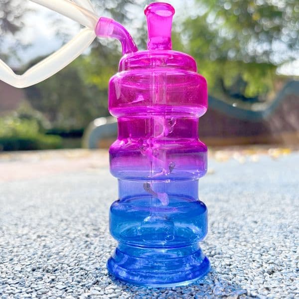 Pink Blue Swirl 4.7inch Glass Bong Oil Bubbler Smoking Pipe Shisha Hookah with Hose and Oil Burner Full Set