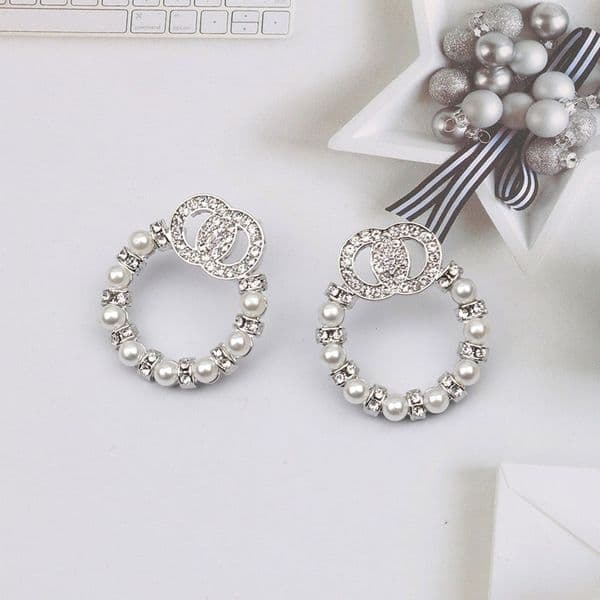 Pearl Stud Earring Women Designer Earrings Classic Crystal Round Earring Elegant Party Jewelry Accessories Gift