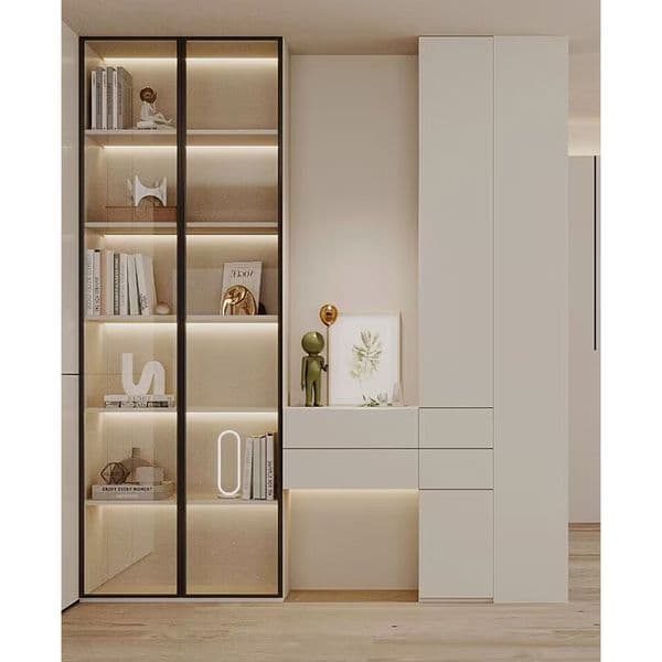 Furniture customized for the whole house, modern and simple storage integrated solid wood shoe cabinet