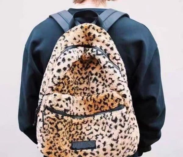 17FW Leopard Fleece Backpack school Outdoor Messenger Bags Unisex Fanny Pack Crossbody Shoulder Bag pochette Multiple pockets fashion student bag