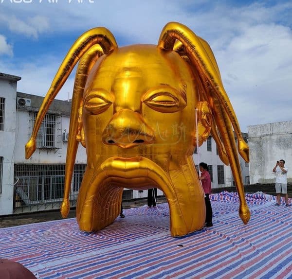 Golden Inflatable Party Brain Pop Up Human Organ Model Big Mouth Tunnel for Juicy Event or Ad/Decoration