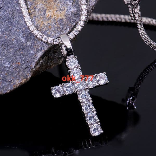 Moissanite Pendant S925 Silver D VVS Iced Out Cross Pendant for Men and Women Jewelry Pass Diamond Tester