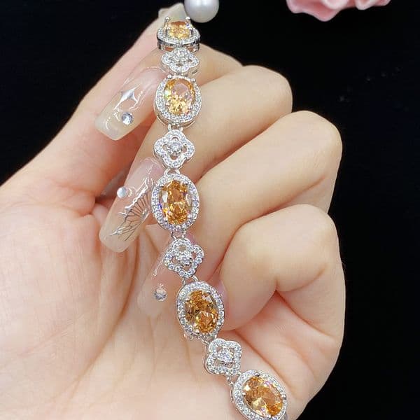 Luxury Brand Designer Jewelry Champagne Color Zircon Full Diamond Internet Celebrity Live Hot Sale New Product Simulated Moissanite Bracelet For Women Fashion J