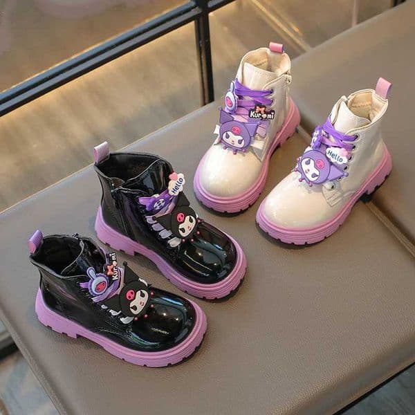 Kids Princess Shoes Cute Kuromi Soft Sole Girls Leather Boots Comfort Nonslip 2025 Autumn Winter New Children Short Boots Sweet J250919