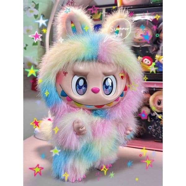 Colorful Plush 38cm Large Size Brand New Super Cute Rainbow Design Labubu Doll Monsters Big Into Energy Series Blind Box