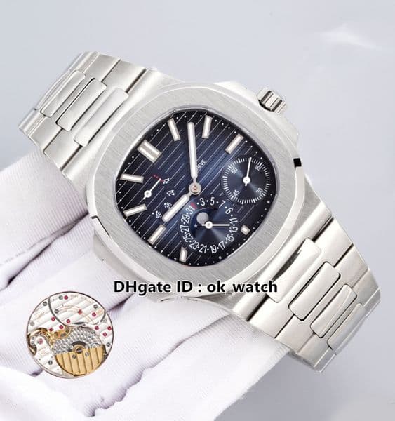 New Top 3K Factory 40mm 5712/1A-001 Cal.240 PS IRM C LU Automatic Mens Watch Blue Dial Silver Case Multi functional 5712 Gents Sport Wristwatches Moon Phase Display