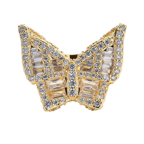 European and American new micro inlaid cubic zirconia butterfly ring street exaggerated men's and women's ring hip-hop ring rings for women diamond ring