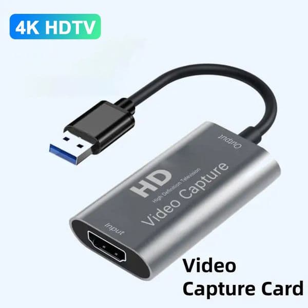 4K USB 3.0 Video Capture Card 1080P HDTV-compatible to USB Game Grabber Record for for Computer Live Streaming Gaming Recording