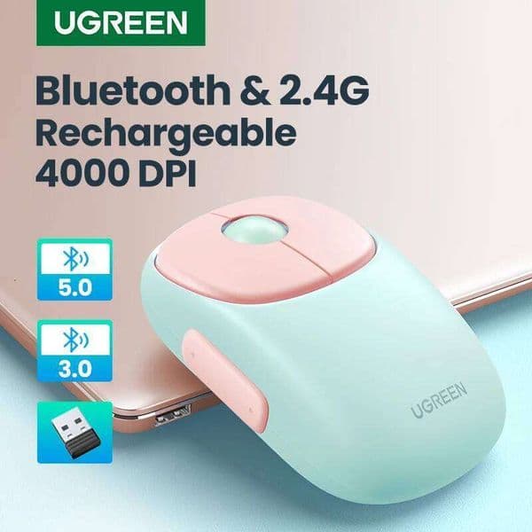 UGREEN Wireless 5.0 3.0 2.4G Rechargeable 4000 DPI Charging Bluetooth Mouse For Book Ipad Tablet Laptop