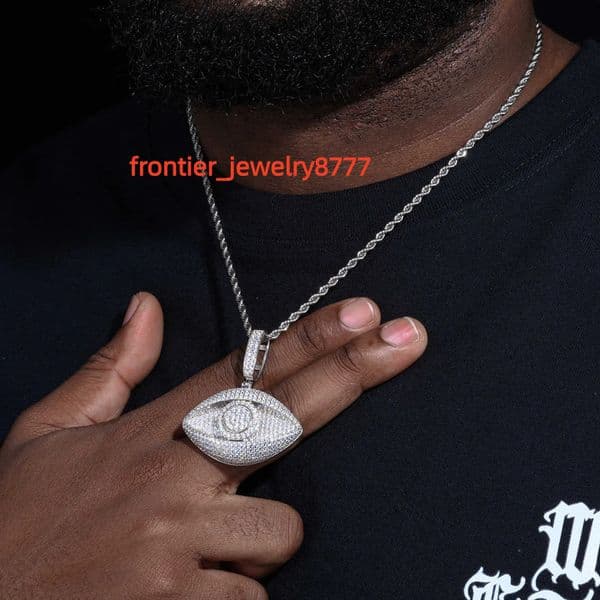 VVS Moissanite Custom Iced Out Big Pendant for Hip Hop Fashion Personalized Eye Design 925 Silver Chain and Small Charms