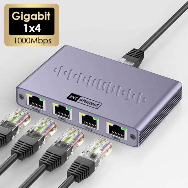 Gigabit Ethernet Splitter RJ45 LAN Network Extension 1 to 4 Port Stable Transfer 1000Mbps For Computer PC Laptop Router Switch