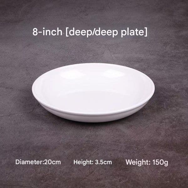 Restaurant-Style Melamine Plates (Set of 5) White Thickened Ceramic-Look Plates Round Grill Plates Hotel Buffet Plates & Dishes