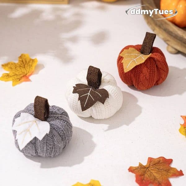 Fall Decor 1pcs Artificial Knitted Soft Wool Pumpkin Ornaments Reusable For Home Thanksgiving Harvest Party Halloween Decorations ddmybagsvip