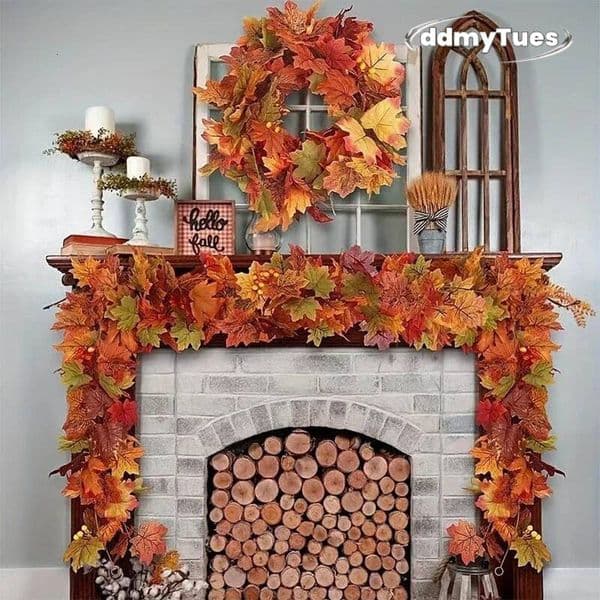Fall Decor 2M Artificial Fall Maple Leaf Garland Fake Plants Autumn Decor Leaves Vine for Thanksgiving Halloween Festivals Wedding Decora ddmybagsvip