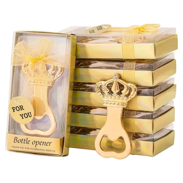 Gold Crown Bottle Opener Wedding Party Favors For Elegant Guest Souvenir Gift Baby Shower Birthday Party Decorations Practical Supplies With Gift Box Packing