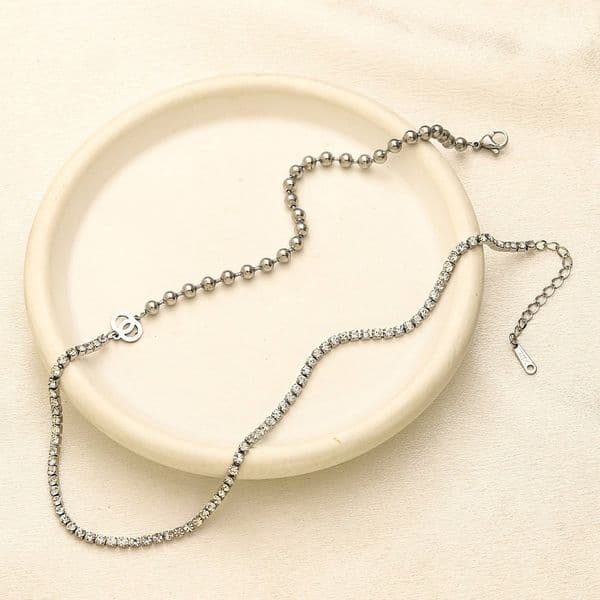 Designer Silver Plated Crystal Necklace Pendant Pearl Necklace Women's Chains Necklaces Choker Chain Wedding Gifts Women Jewelry Accessories