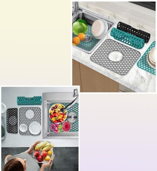Designer Mats Pads Silicone Sink Protector Mat Nonslip Quick Drying Dish Drain Pad Moisture art Mildew Proof Grid Kitchen Storage Padmats Free Shipping