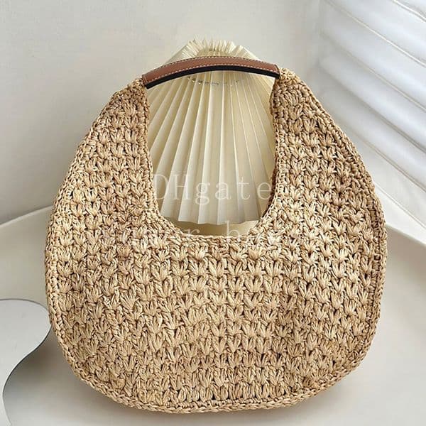 Raffia Tote bag Luxury designer bag 33CM handbag Mirror quality Hobo bag genuine leather shoulder bag with box 25C112772A