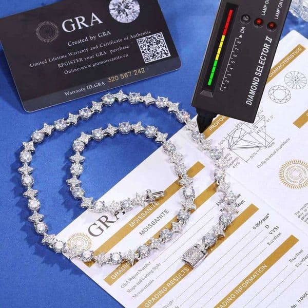 Designer new gift birthday gift 6mm 8mm pure Sier VVS Moissanite ice crystal tennis chain necklace free delivery