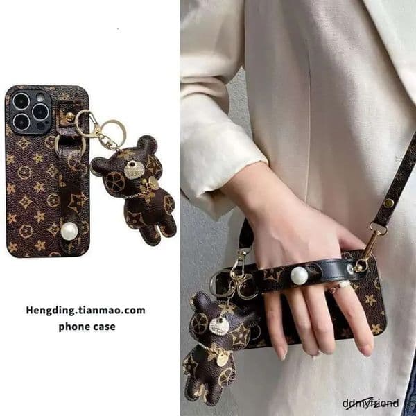 Trendy Brand Old Pattern Compatible With Iphone 15 Pro Pearl Wrist Strap 11 Apple 13 Phone Case 12 High-End ddmyfriend