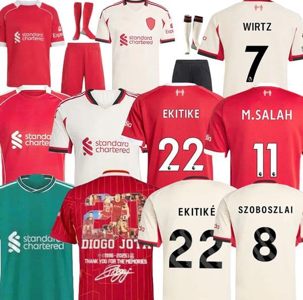 25 26 ISAK Wirtz SALAH jersey Ekitike MAC ALLISTER Kerkez GAKPO DARWIN SZOBOSZLAI Jeremie Frimpong Long sleeves soccer jerseys Mens Kids Kit sock Full sets 2025