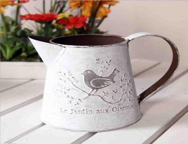 French Style Rustic White Shabby Chic Mini Metal Pitcher Vase Primitive Jug Vase For Home Cafe Decor4447825