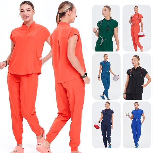 Nursing Scrubs for Women Medical Cargo Pockets Classic Fit Top&Slim Jogging Pants Plus Fashion Scrub Nurse Set