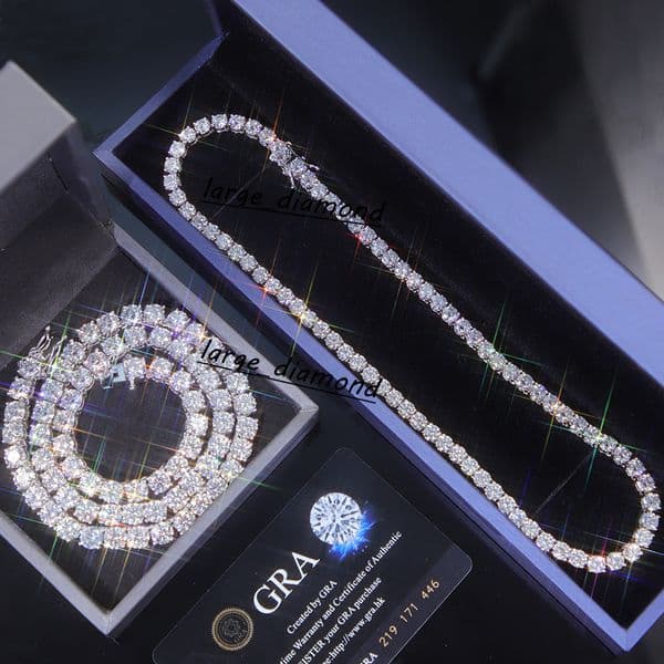 Hotsale 2 to 65 mm Tennis Diamond Chain Necklace S925 Silver VVS Moissanite Tennis Link Fine Jewelry Necklaces for Men Women