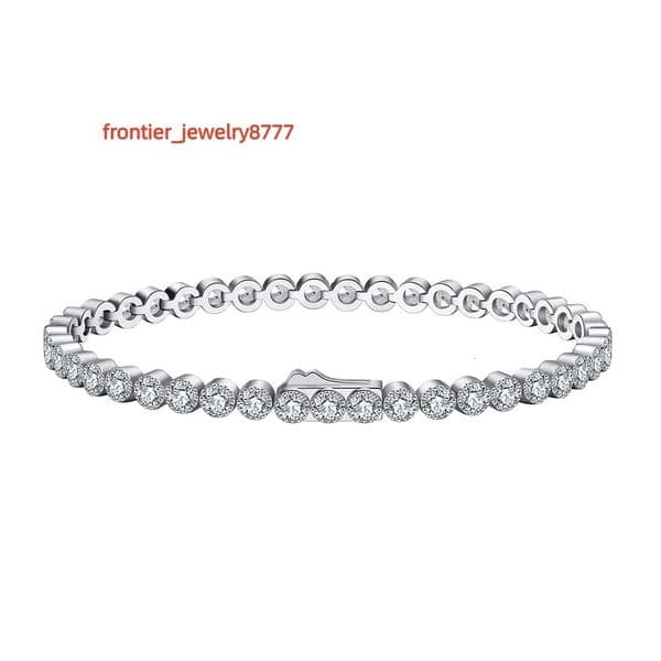 RINNTIN SB133 Fine Jewelry Silver Tennis Bracelet 925 Sterling Silver 3A Moissanite 3mm Tennis Bracelet for Women and Men