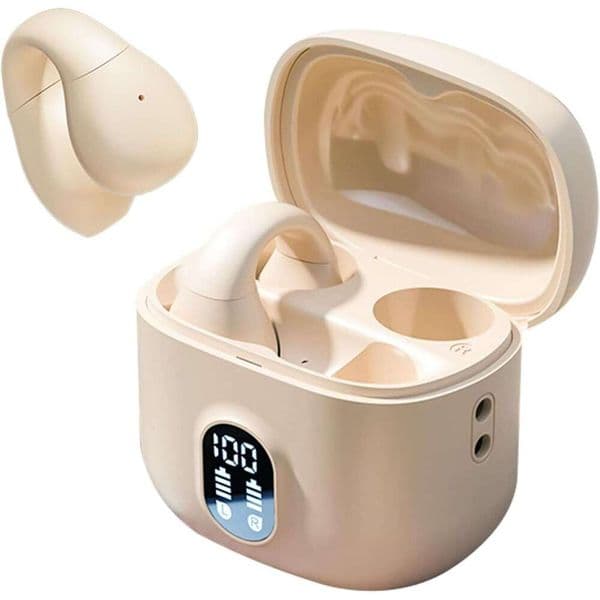 Xmenha Translate Open Ear Clip On Buds Bluetooth Translating Earbuds Real Time AI Bone Conduction Headphones Language Translation Earpiece Spanish Translator