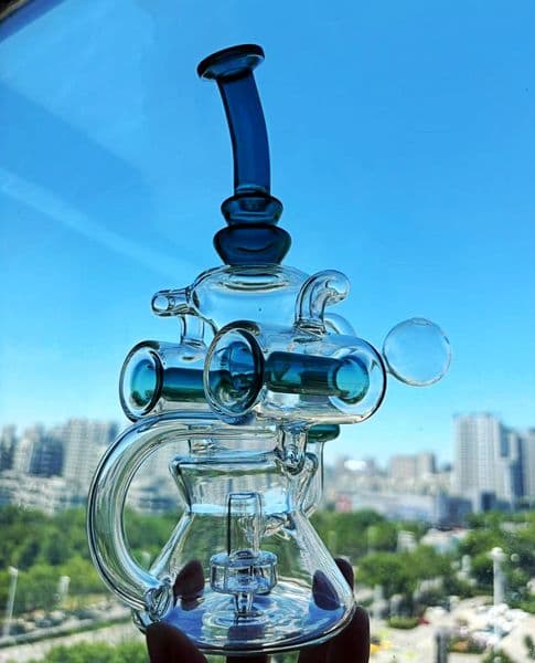 10inch green purple tire unquie shape wheels recyler glass water bongs 14.4 mm bowl smoking water pipe hookah oil glass burner blue gray