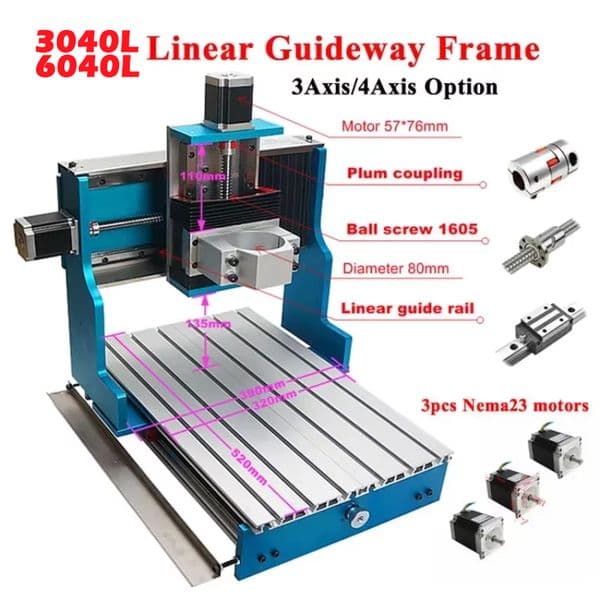 Square Rail Linear Guides 3040 6040 CNC Milling Machine Frame Kit Tools Ball Screw Wood Router Lathe Bed with Dust Cover