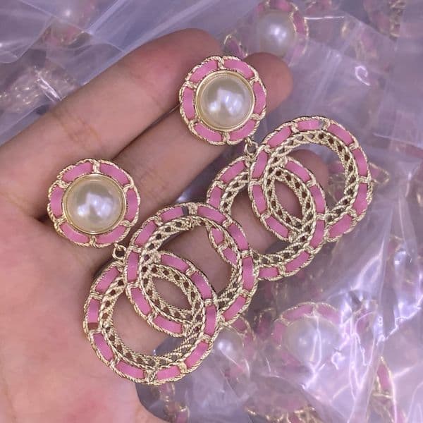 Classic Ear Stud 925Silver Earrings Flower Crystal Pearl Studs Real Gold Brass Copper Back Stamp Letter Earring Fashion Womens Wedding Party Jewelry Gifts