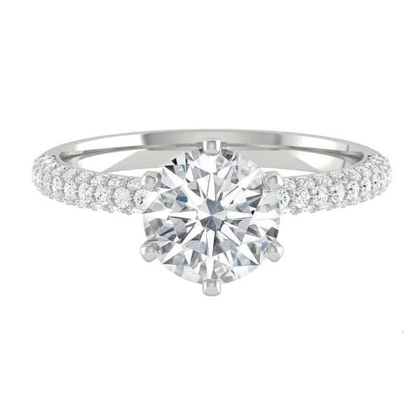 Best Quality Round Brilliant cut Moissanite Diamond Pave Diamond Engagement Ring in 925 Sterling Sliver Jewelry Ring