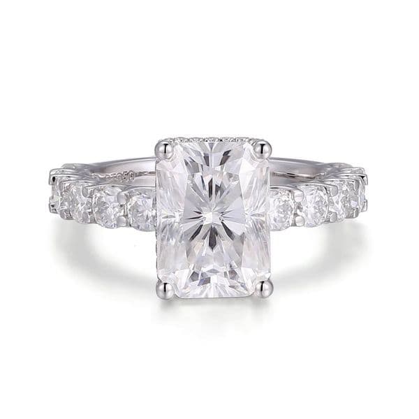 Radiant Cut VVS D Colour Moissanite Anillos Para Mujer Pass Diamond Tester PT950 45ct Moissanite Engagement Ring Platinum