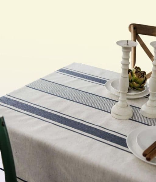 Table Cloth Vintage Linen Cotton Striped Tablecloth For Home Table Decoration Dustproof Dining Party Banquet Table Runner Mantel M1077773