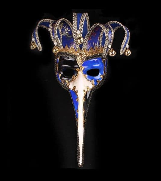 Fashion Long Nose Upper Half Face Mask with Bell Handmade Party Mask Ventice Style Red Blue Black DEC3362997243