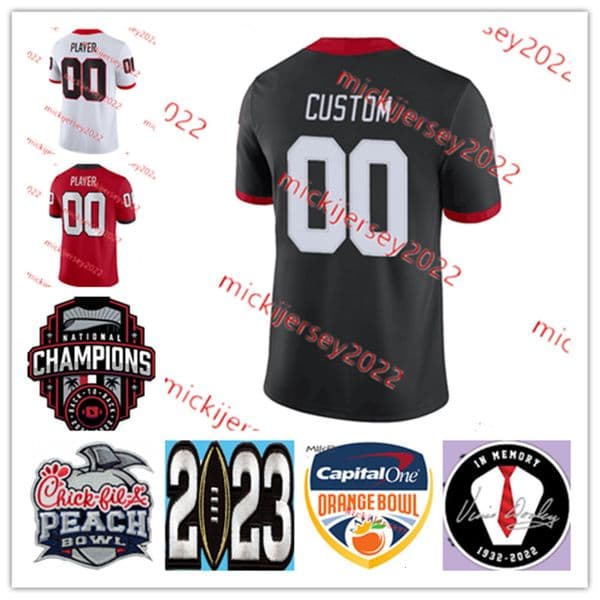 Custom 2023 Vince Dooley Peach Bowl Jersey 98 Rodrigo Blankenship 4 Mecole Hardman Malik Herring Elijah Holyfield Roquan Smith Vince Dooley Jerseys Mens Youth