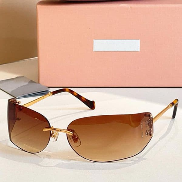 Women Aube Sunglasses MU51SS Luxury Designer Metal Sunglasses Ultra Light Frameless Curved Lens UV400 Fashion Casual Womens Glasses