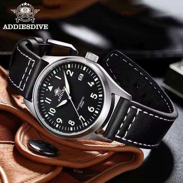 ADDIESDIVE H2 With NH35 Mechanical 316 Steel Men's Diving Luminous Diver Automatic and Leather Watch