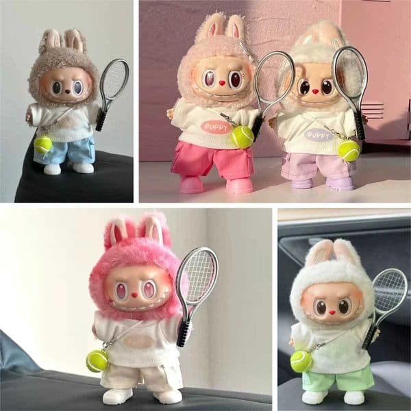 For 1517cm Labubu Summer TShirt Cargo Pants Tennis Sports Outfits Clothing Labubu V1 V2 Cute Doll Diy Clothes Accessories X250923