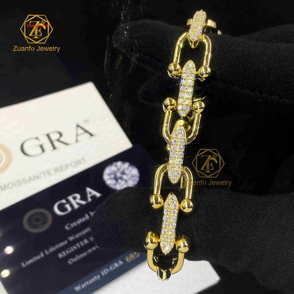 Classic Highend Ushaped Horseshoe Buckle Moissanite Bracelet Men and Women Fashion Brand Party Gift 925 Silver Luxury Jewelry
